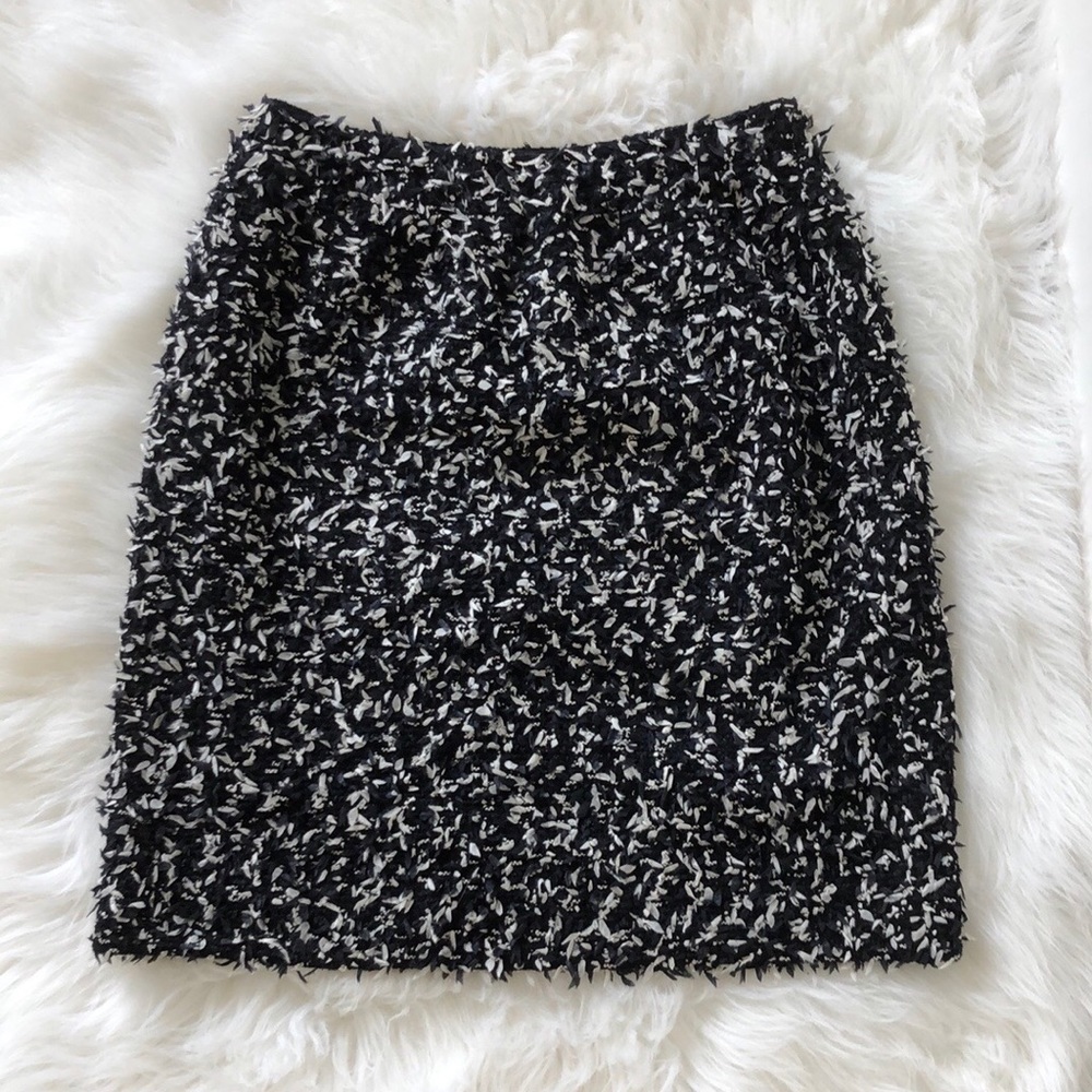 St John Couture Mini Stretch Fitted Skirt Black White xs small
